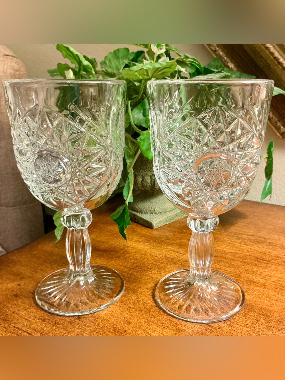 Libbey Glass Company Hobstar Water Goblets (set of 2)